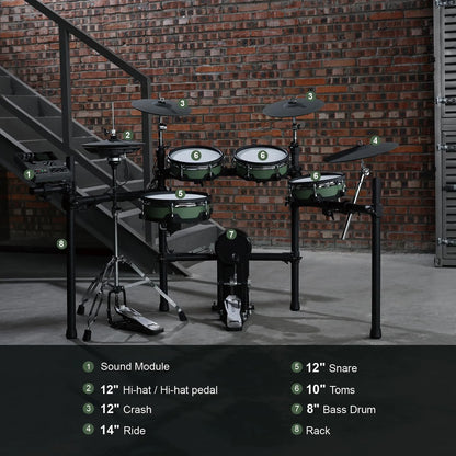 Kahzan ACE530 Electronic Drum Kit with DSP-5202 Module, 5-Piece Mesh Pads, Bluetooth Connectivity, 918 Voices, 72 Drum Kits — view 3