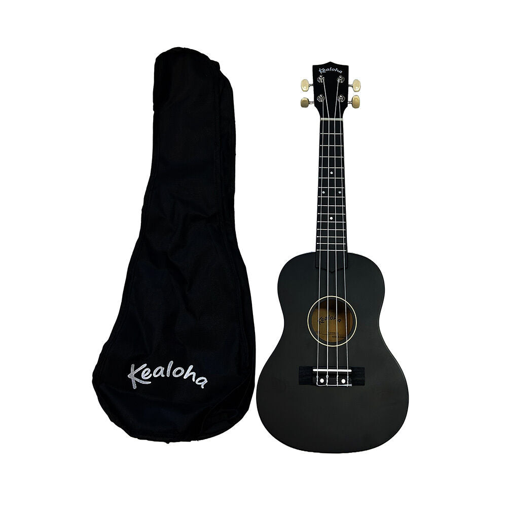 Kealoha Wooden Coloured Concert Ukulele with Bag - Black Satin Finish — view 2