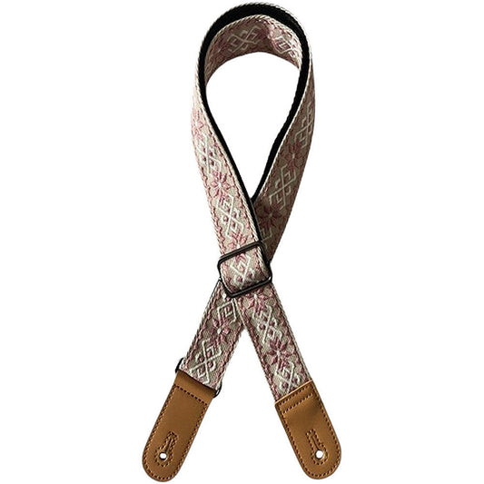 Kealoha 1.5" Embroidered Ukulele Strap Mexican Aztec Pattern V3 Brown Ends Adjustable Length
