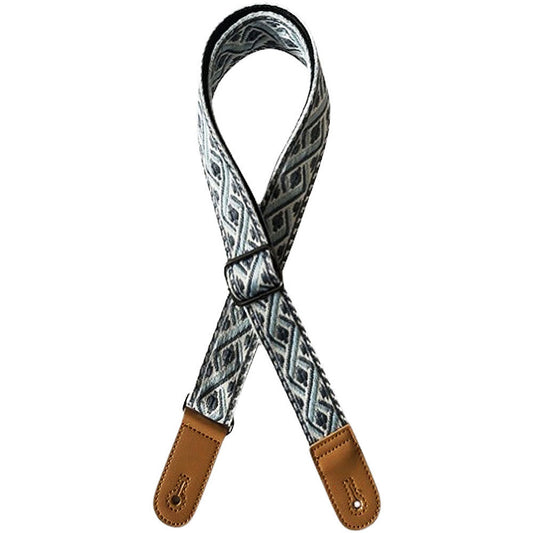 Kealoha 1.5" Embroidered Ukulele Strap Mexican Aztec Pattern V5 Brown Ends
