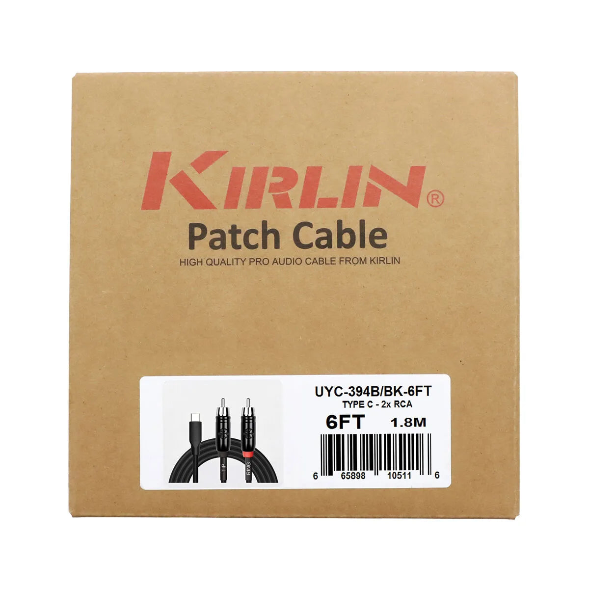 Kirlin 6ft USB C to 2 x RCA Y-Cable Patch Cable KUYC-394B-BK-6 — view 3