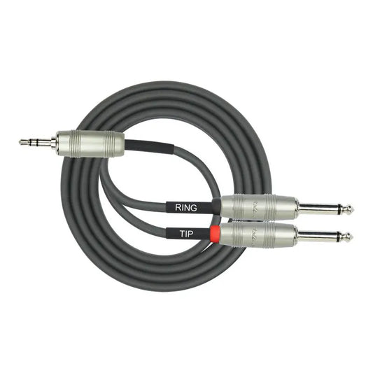 Kirlin 10ft Mono Signal Cable 3.5mm TRS to 2 x 6.5mm Patch Cable KY362-10