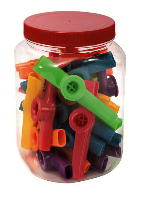 Maxtone Coloured Plastic Kazoo Counter Display - 24 Pieces in 6 Colours