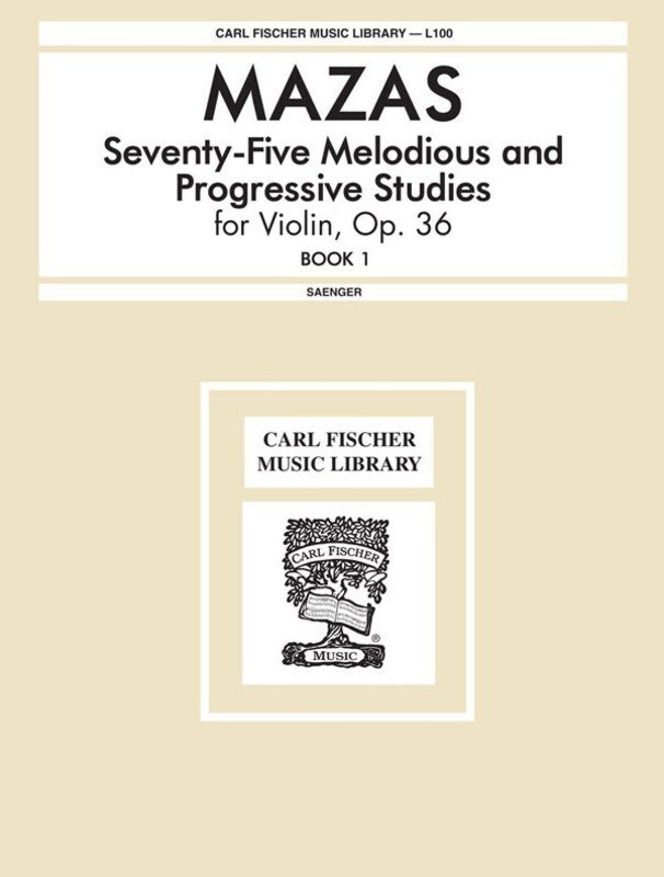 Mazas - 75 Etudes Op 36 Book 1 For Violin (Softcover Book)
