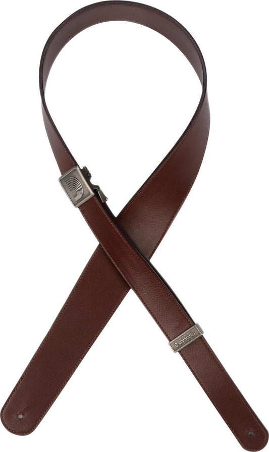 D'Addario Fast Track, Leather Guitar Strap - Brown