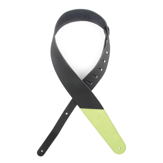 2.5 Inch Leather Guitar Strap, Colored Ends - Green, by D'Addario