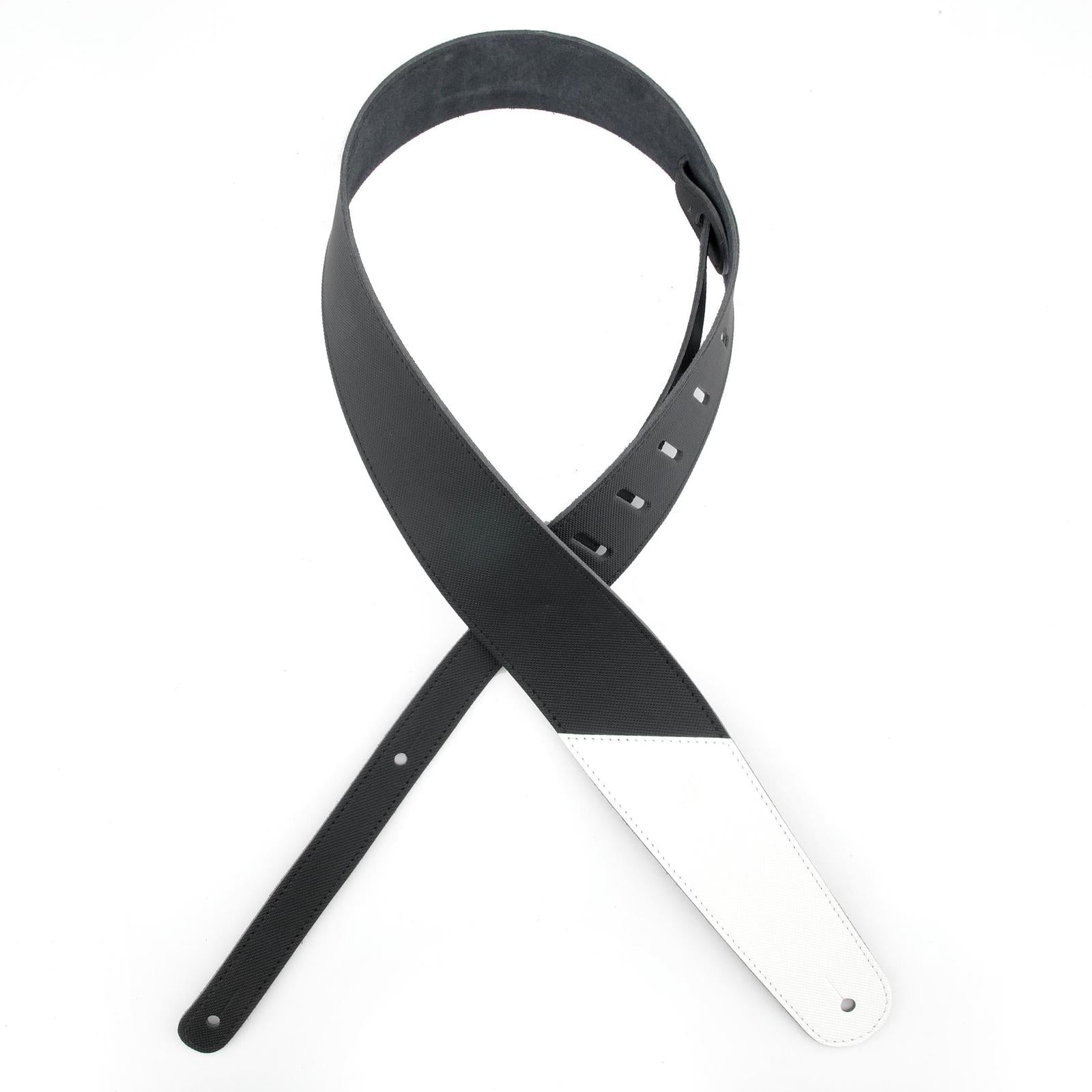 2.5 Inch Leather Guitar Strap, Colored Ends - White, by D'Addario