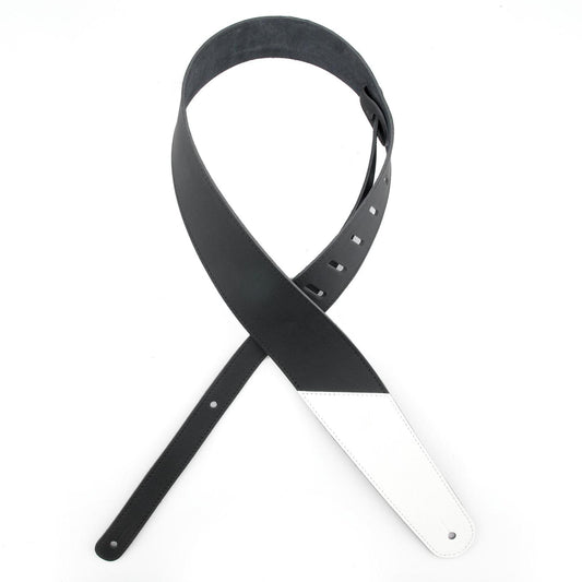 2.5 Inch Leather Guitar Strap, Colored Ends - White, by D'Addario