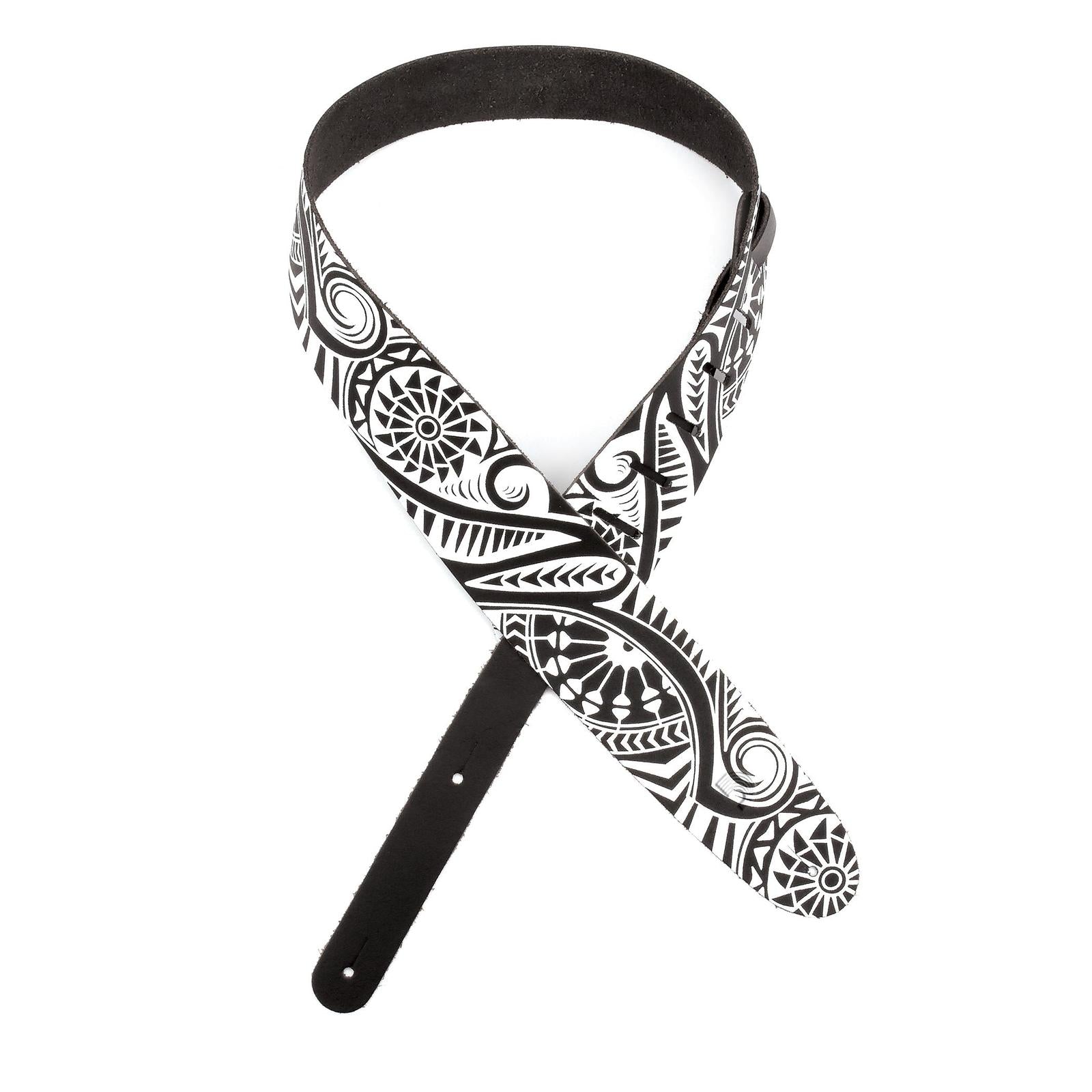 Leather Guitar Strap, Tribal Tattoo Art, by D'Addario