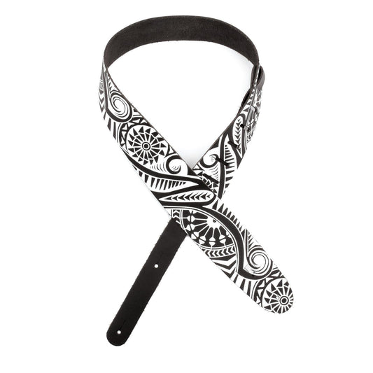 Leather Guitar Strap, Tribal Tattoo Art, by D'Addario