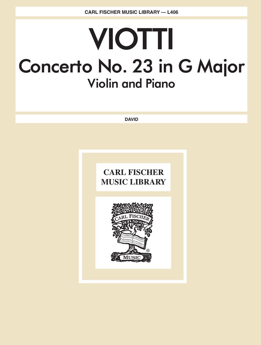 Viotti Concerto No. 23 in G Major - Violin/Piano Accompaniment Fischer L406