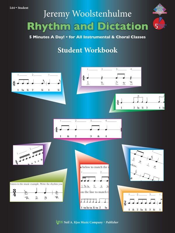 Rhythm and Dictation Student Workbook by Neil A. Kjos Music Company, 52 Pages, Ideal for Instrumental & Vocal Students