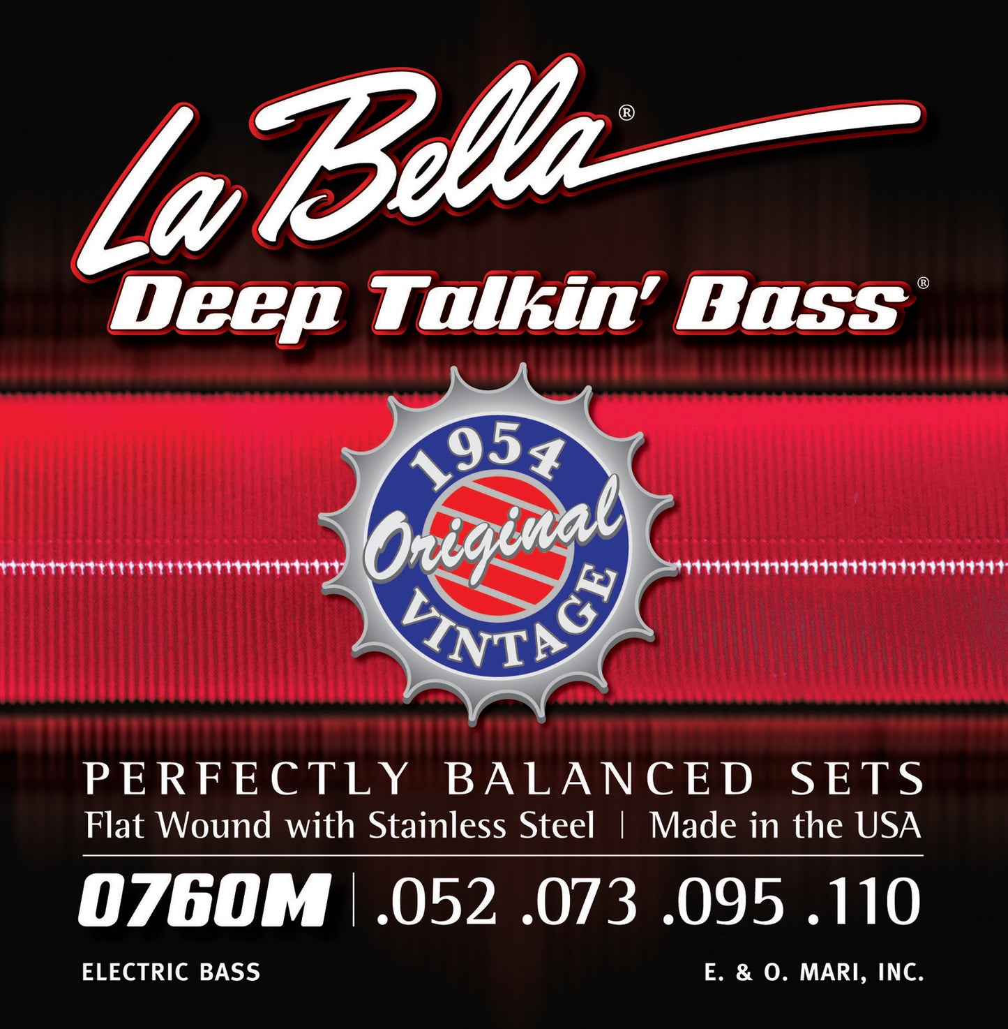 La Bella 760M 1954 Deep Talkin Flat Wound Medium Scale Bass Strings 52-110