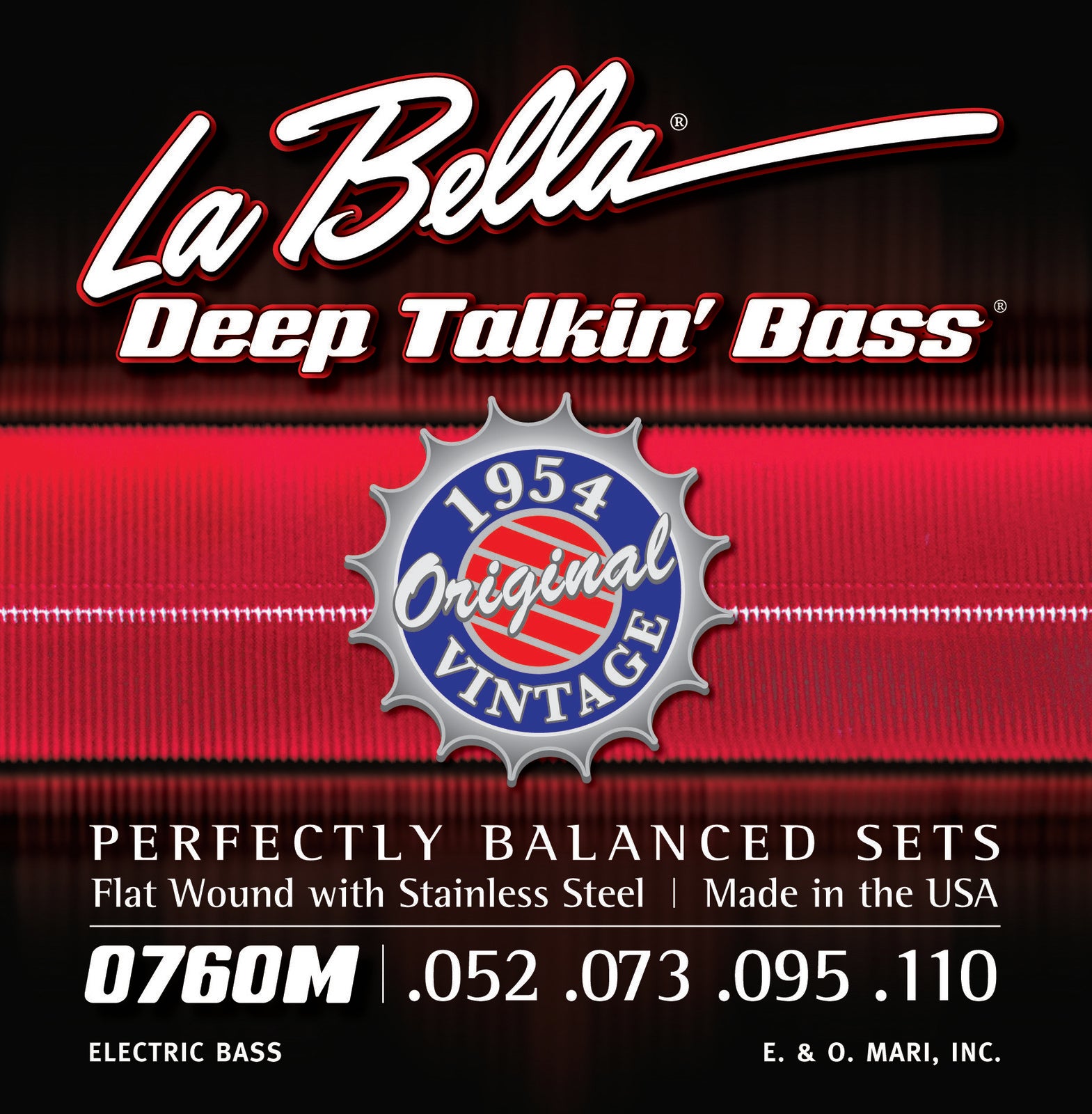 La Bella 760M 1954 Deep Talkin Flat Wound Medium Scale Bass Strings 52-110