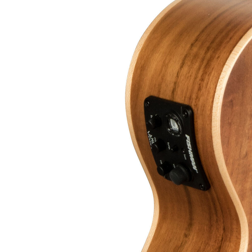 Lanikai Acacia Solid Top Baritone Electric Ukulele with Fishman Pickup and Gig Bag — view 4