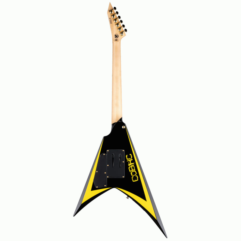 ESP LTD Alexi Arrowhead SE 20th Anniversary Guitar, Black with Yellow Bevels Finish — view 2