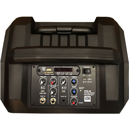 Leem PR-6 Portable 25W PA Speaker System with Bluetooth, USB, SD Input, Party Lights, Rechargeable Battery, Wheels, and Handle — view 3