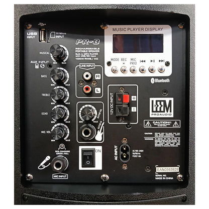 Leem PR-8 Portable 50W 8" PA Speaker System with Wireless Microphone and Bluetooth — view 3