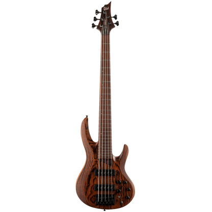 LTD B-1005 NS 5 String Bass with Bocote Top, 34" Scale, Swamp Ash Body, Wenge/Purple Heart Neck, Macassar Ebony Fingerboard, Natural Satin Finish
