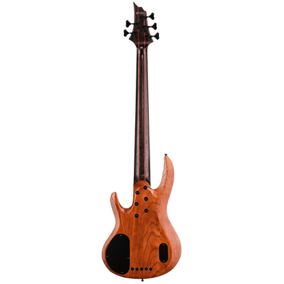 LTD B-1005 NS 5 String Bass with Bocote Top, 34" Scale, Swamp Ash Body, Wenge/Purple Heart Neck, Macassar Ebony Fingerboard, Natural Satin Finish — view 2