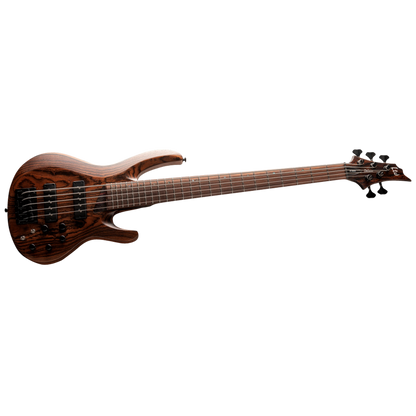 LTD B-1005 NS 5 String Bass with Bocote Top, 34" Scale, Swamp Ash Body, Wenge/Purple Heart Neck, Macassar Ebony Fingerboard, Natural Satin Finish — view 3