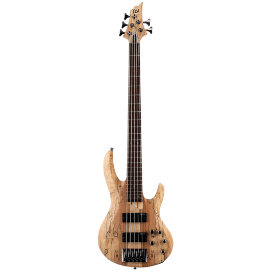 LTD B-205 Spalted Maple 5-String Bass Guitar Natural Satin Finish
