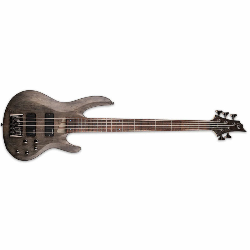 LTD B-205 Spalted Maple 5-String Bass Guitar Natural Satin Finish