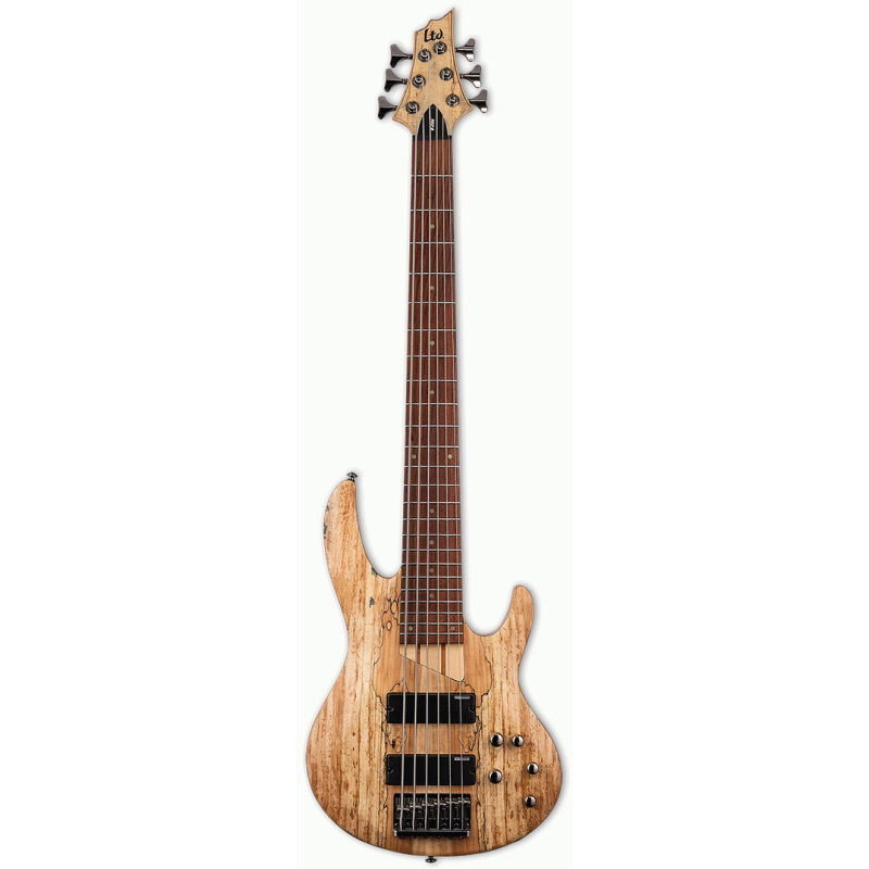 LTD B-206SM 6 String Bass Guitar Natural Satin Finish Spalted Maple Top