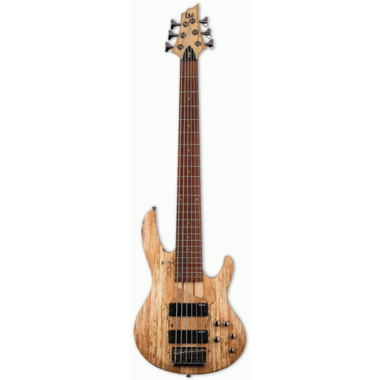LTD B-206SM 6 String Bass Guitar Natural Satin Finish Spalted Maple Top