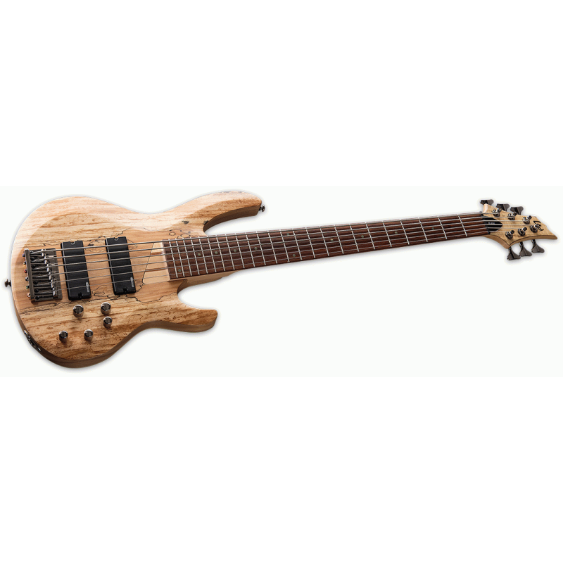LTD B-206SM 6 String Bass Guitar Natural Satin Finish Spalted Maple Top — view 3