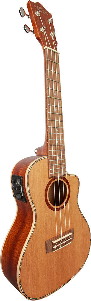 Lanikai Cedar Series Concert AC/EL Ukulele with Mahogany Back, Fishman Kula Preamp, and Gig Bag in Natural Satin Finish — view 3