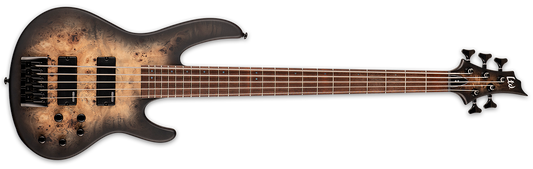ESP LTD D-5 5 String Electric Bass Guitar Black Natural Burst Satin
