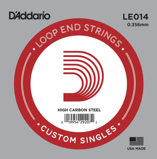 D'Addario LE014 Plain Steel Loop End Single String, .014