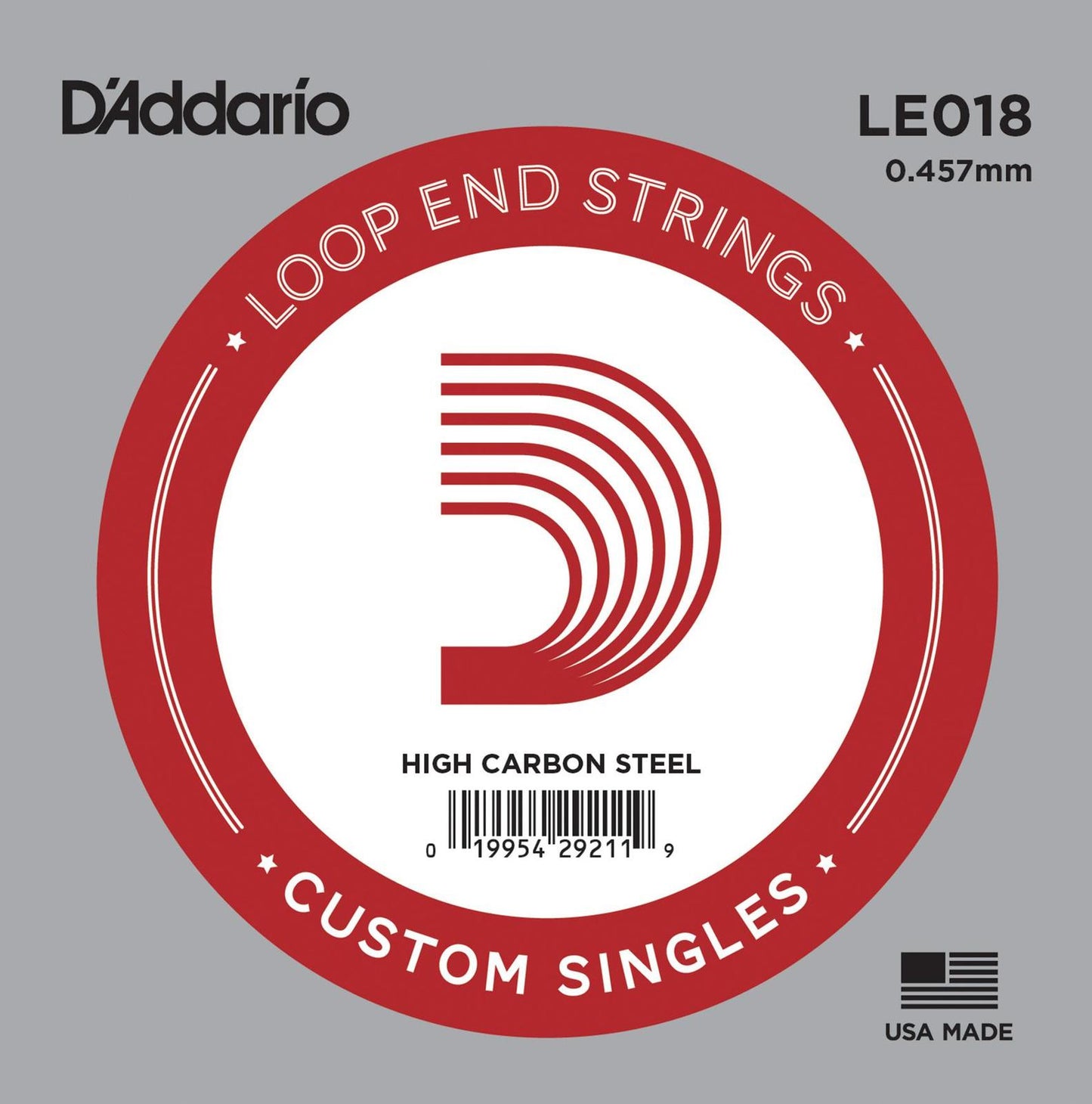 D'Addario LE018 Plain Steel Loop End Single String, .018