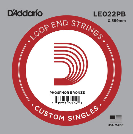 D'Addario LE022PB Phosphor Bronze Loop End Single String, .022
