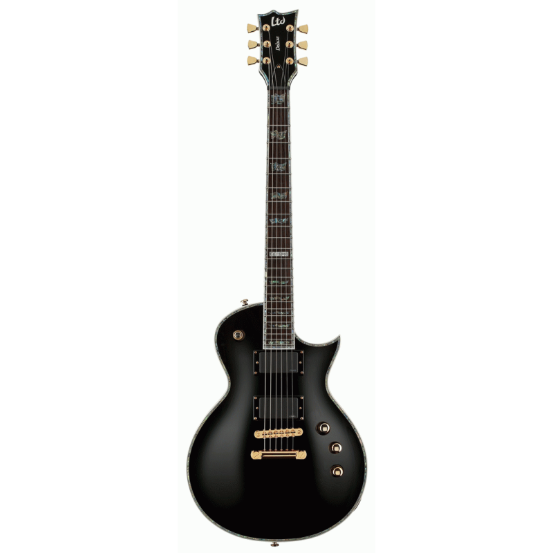 LTD EC-1000 Deluxe Black Electric Guitar with EMG Pickups and Mahogany Body