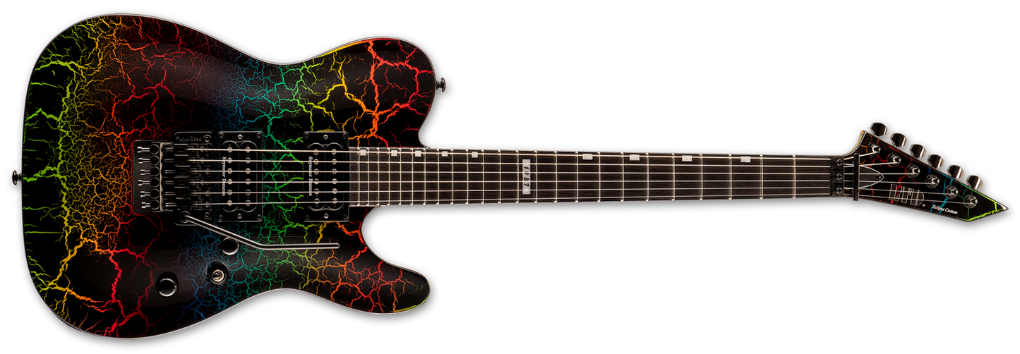 ESP LTD Eclipse 87' FR Electric Guitar Ltd Ed Rainbo Crackle