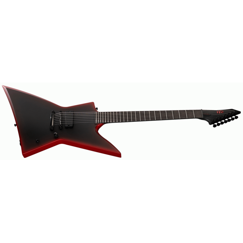 ESP LTD EXL-7 Baritone Black Metal Red Satin Guitar — view 2