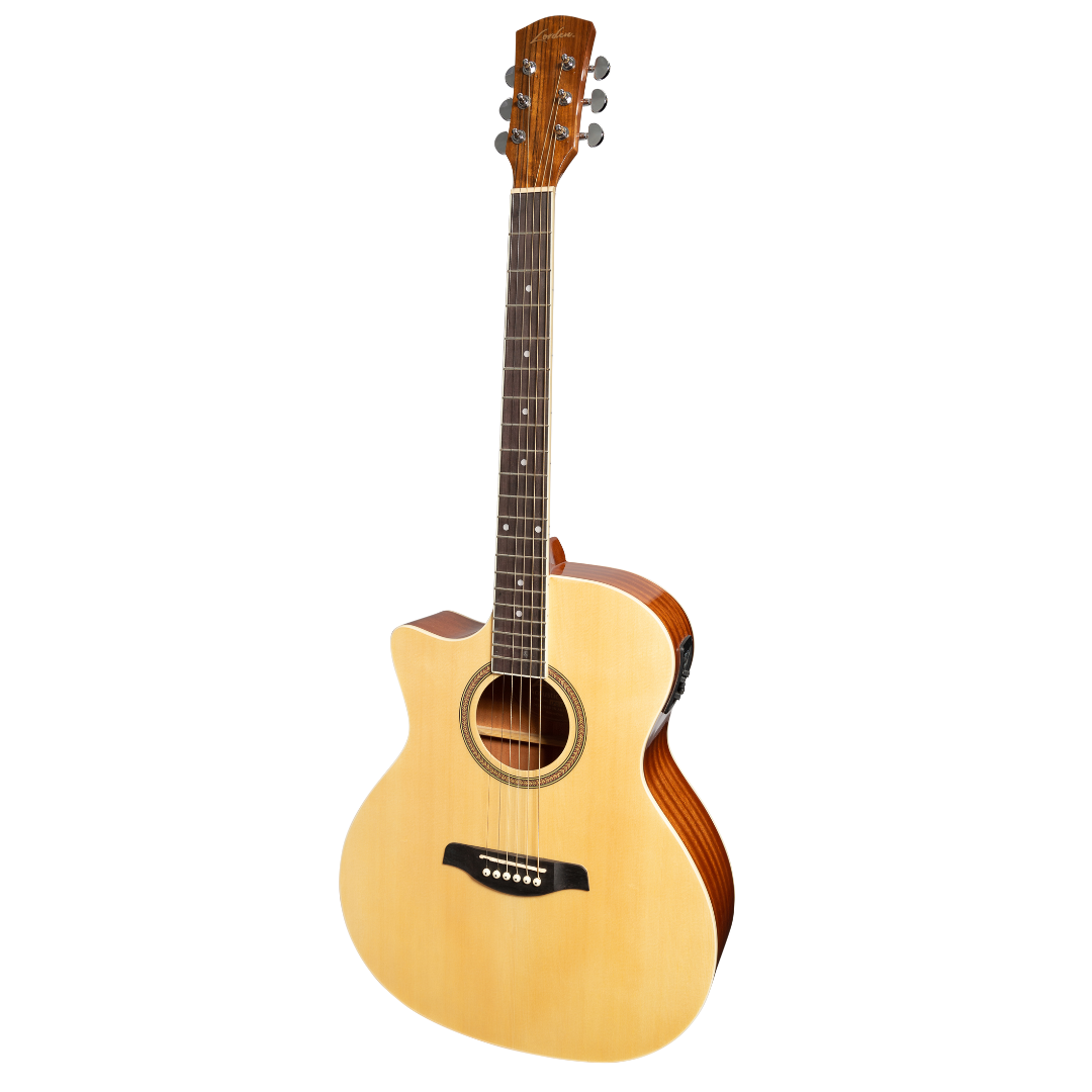 Lorden Left Handed Acoustic-Electric Small Body Cutaway Guitar LFC-10-NGL Natural Gloss