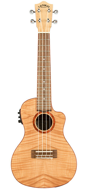 Lanikai Flamed Maple Concert AC/EL Ukulele with Kula Preamp and Gig Bag