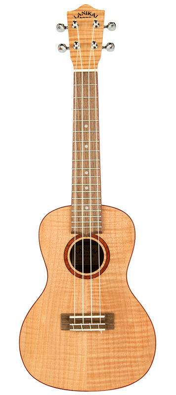 Lanikai Flamed Maple Series Concert Ukulele with Padded Gig Bag, Natural Satin Finish
