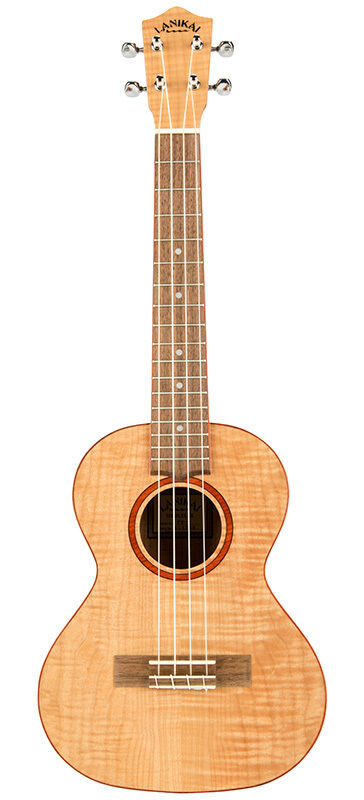 Lanikai Flamed Maple Series Tenor Ukulele with Padded Gig Bag, Natural Satin Finish