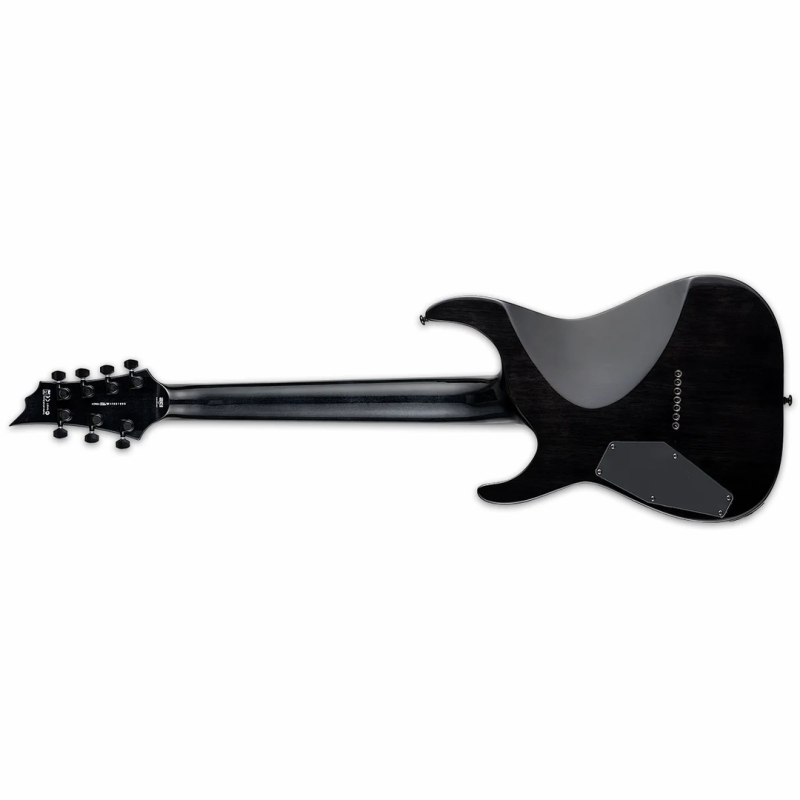 LTD H-1007FM 7-String Electric Guitar with EMG Pickups, Mahogany Body, Flamed Maple Top, Macassar Ebony Fingerboard, See Thru Black Finish — view 2