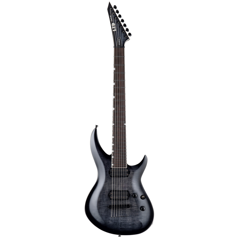 LTD H-3 1000 FM 7 String Baritone Guitar See Thru Black Sunburst