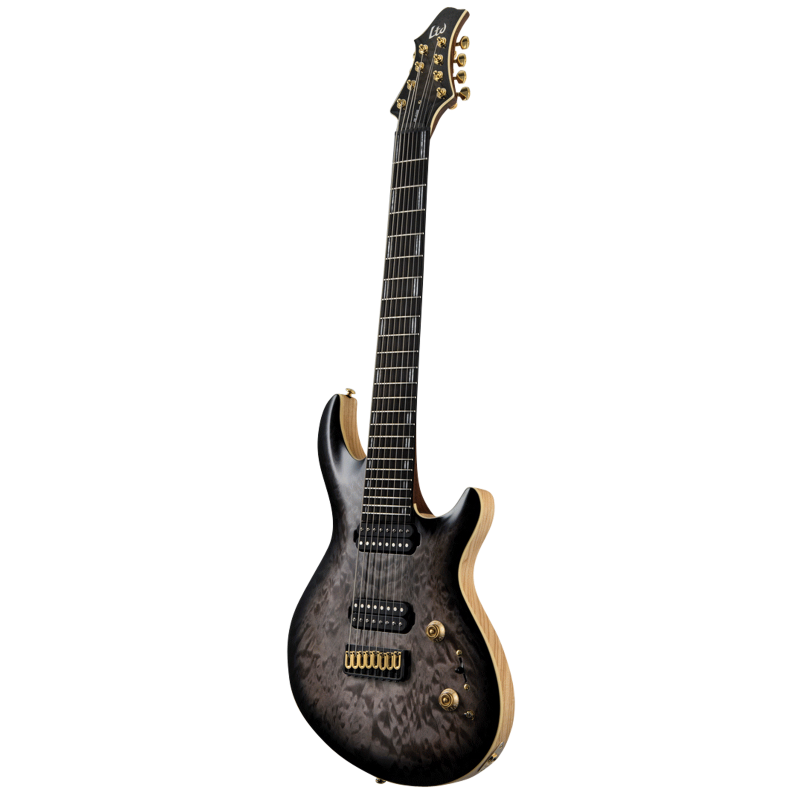 LTD Javier Reyes JR-608 Signature Guitar - 8-String, Walnut/Maple Neck, Macassar Ebony Fingerboard, Faded Blue Sunburst Finish — view 3