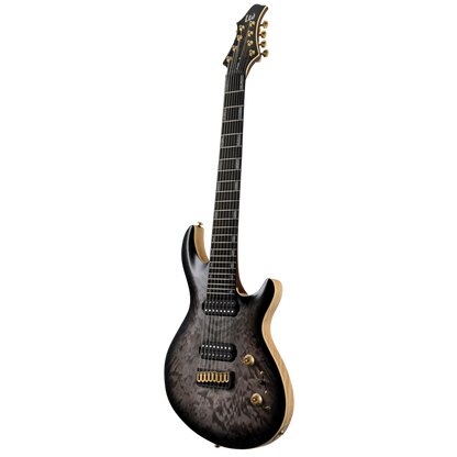 LTD Javier Reyes JR-608 Signature Guitar - 8-String, Walnut/Maple Neck, Macassar Ebony Fingerboard, Faded Blue Sunburst Finish — view 3