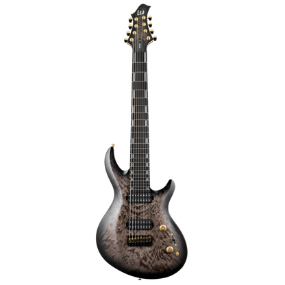 LTD Javier Reyes JR-608 Signature Guitar - 8-String, Walnut/Maple Neck, Macassar Ebony Fingerboard, Faded Blue Sunburst Finish