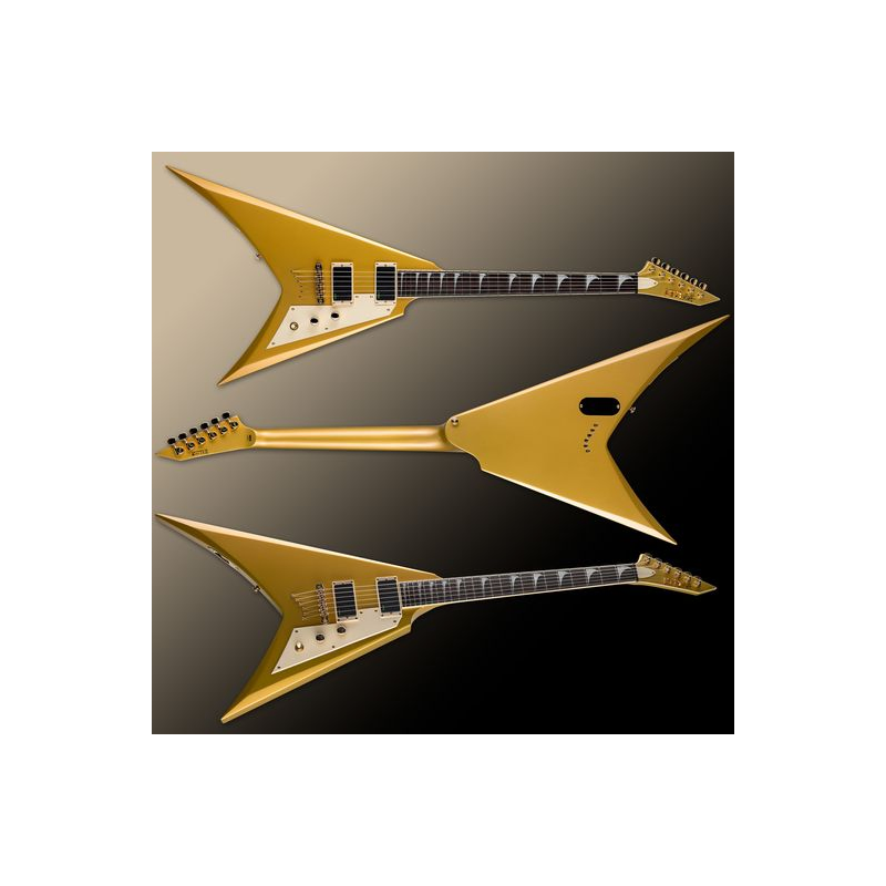 ESP LTD Kirk Hammett KH-V Gold Sparkle Electric Guitar with Case — view 3