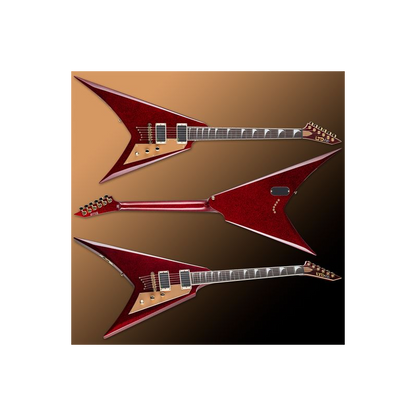 ESP LTD Kirk Hammett KH-V Red Sparkle Electric Guitar with Gold Hardware and EMG Pickups — view 3