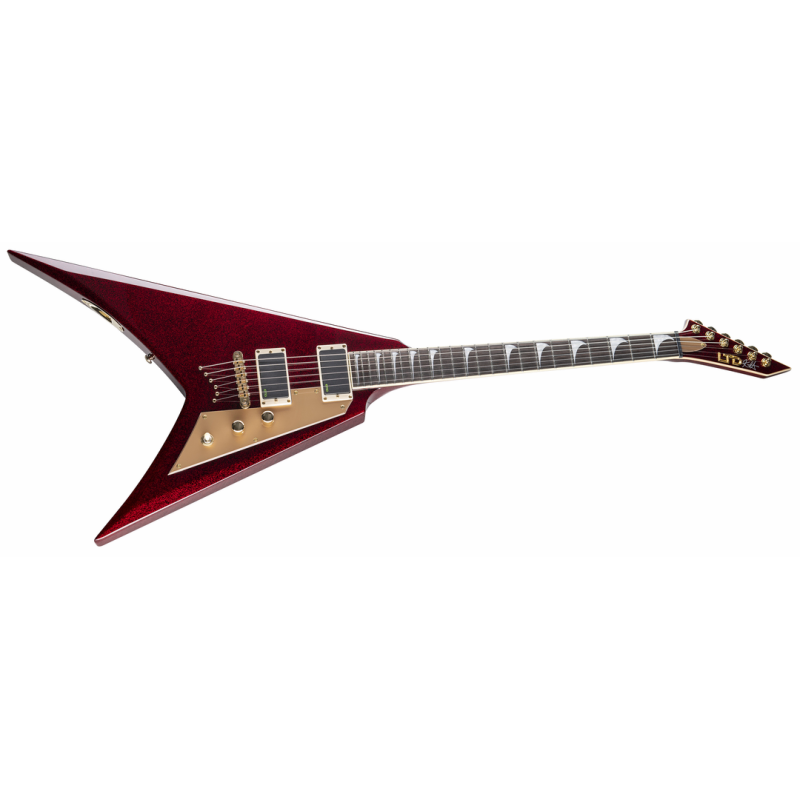 ESP LTD Kirk Hammett KH-V Red Sparkle Electric Guitar with Gold Hardware and EMG Pickups